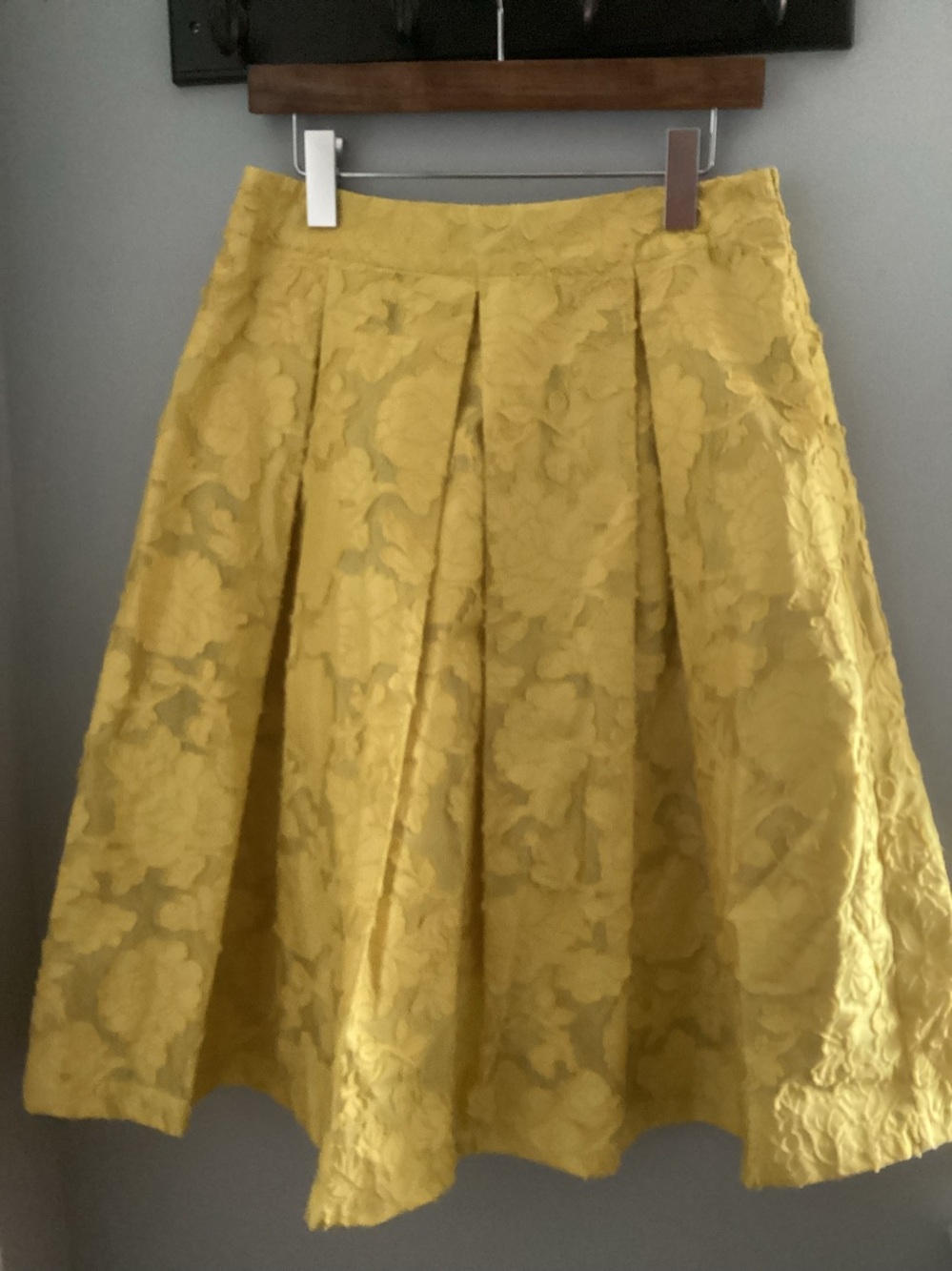 Who What Wear Yellow Floral Jacquard A-Line Skirt
